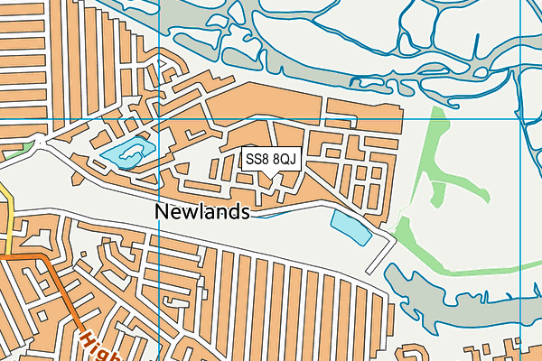 SS8 8QJ map - OS VectorMap District (Ordnance Survey) SS8 8QJ map - OS VectorMap District (Ordnance Survey)