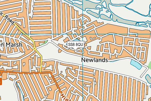 SS8 8QU map - OS VectorMap District (Ordnance Survey) SS8 8QU map - OS VectorMap District (Ordnance Survey)