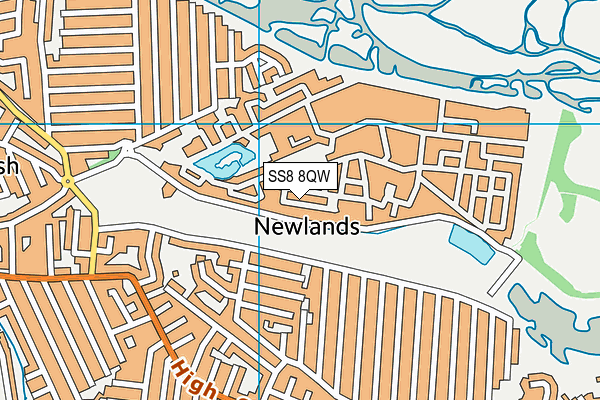 SS8 8QW map - OS VectorMap District (Ordnance Survey) SS8 8QW map - OS VectorMap District (Ordnance Survey)