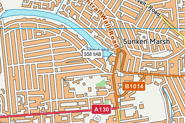 SS8 9AB map - OS VectorMap District (Ordnance Survey) SS8 9AB map - OS VectorMap District (Ordnance Survey)