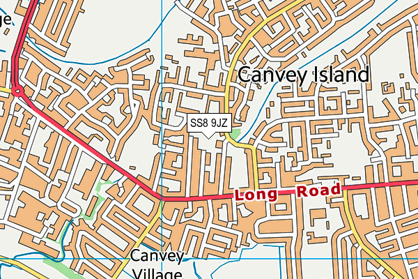 SS8 9JZ map - OS VectorMap District (Ordnance Survey) SS8 9JZ map - OS VectorMap District (Ordnance Survey)