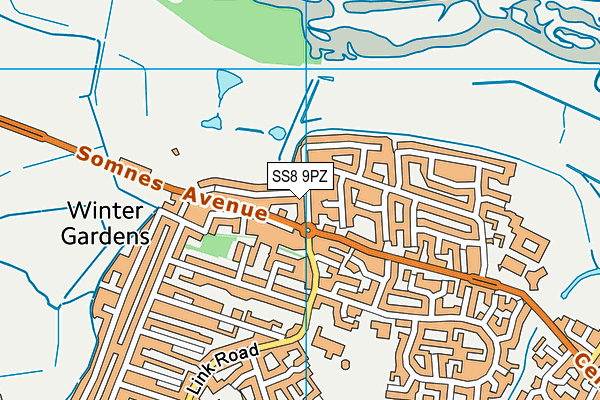 SS8 9PZ map - OS VectorMap District (Ordnance Survey) SS8 9PZ map - OS VectorMap District (Ordnance Survey)