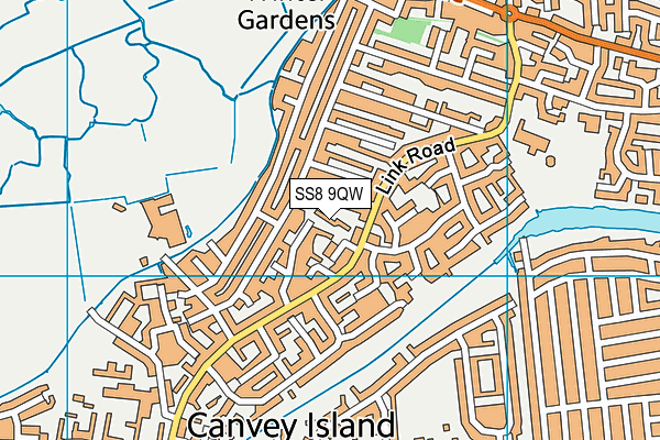 SS8 9QW map - OS VectorMap District (Ordnance Survey) SS8 9QW map - OS VectorMap District (Ordnance Survey)
