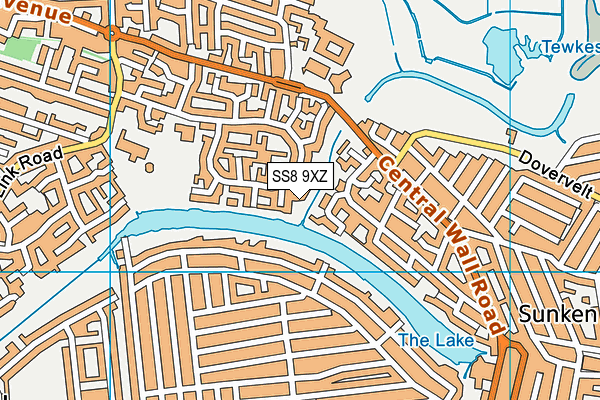 SS8 9XZ map - OS VectorMap District (Ordnance Survey) SS8 9XZ map - OS VectorMap District (Ordnance Survey)