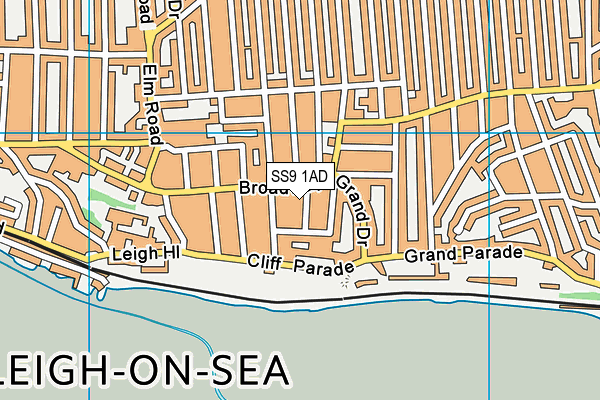 SS9 1AD map - OS VectorMap District (Ordnance Survey) SS9 1AD map - OS VectorMap District (Ordnance Survey)