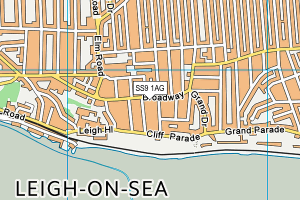 SS9 1AG map - OS VectorMap District (Ordnance Survey) SS9 1AG map - OS VectorMap District (Ordnance Survey)