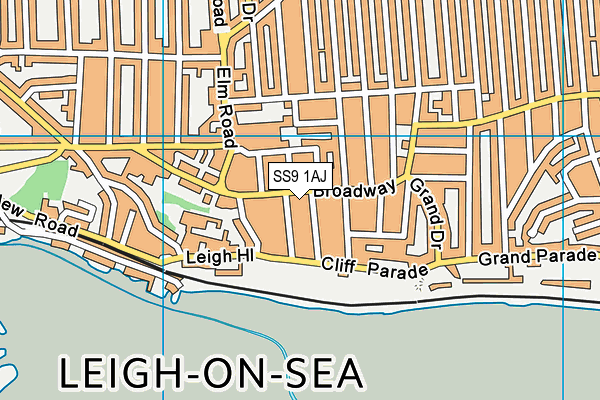 SS9 1AJ map - OS VectorMap District (Ordnance Survey) SS9 1AJ map - OS VectorMap District (Ordnance Survey)
