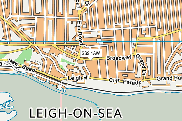 SS9 1AW map - OS VectorMap District (Ordnance Survey) SS9 1AW map - OS VectorMap District (Ordnance Survey)