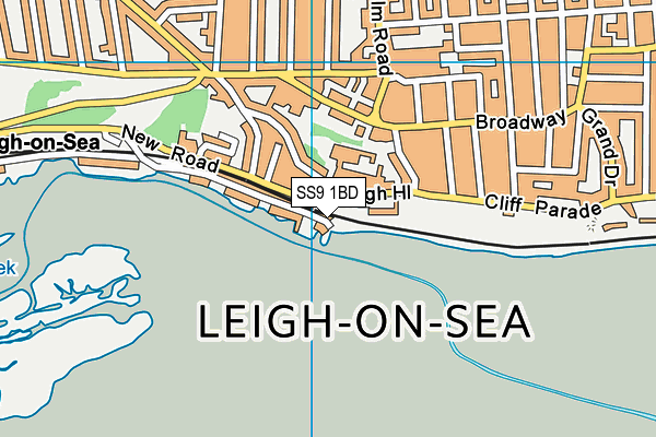 SS9 1BD map - OS VectorMap District (Ordnance Survey) SS9 1BD map - OS VectorMap District (Ordnance Survey)