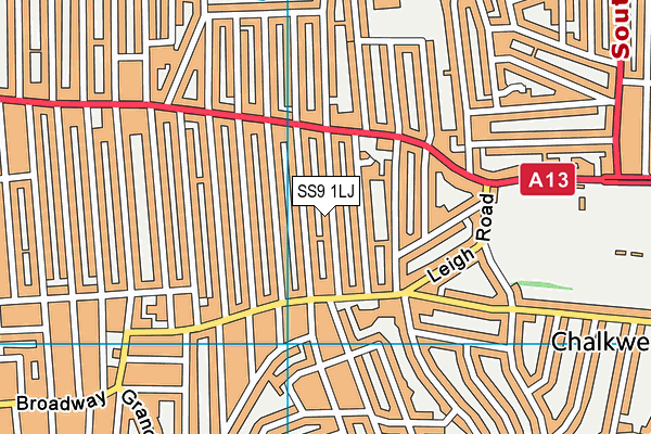 SS9 1LJ map - OS VectorMap District (Ordnance Survey) SS9 1LJ map - OS VectorMap District (Ordnance Survey)