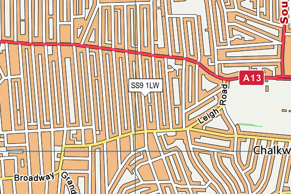 SS9 1LW map - OS VectorMap District (Ordnance Survey) SS9 1LW map - OS VectorMap District (Ordnance Survey)