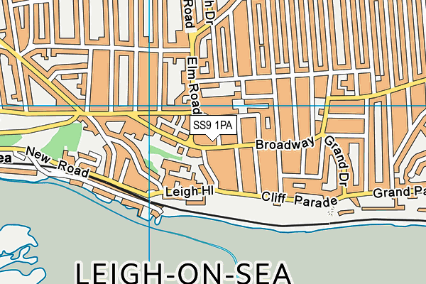 SS9 1PA map - OS VectorMap District (Ordnance Survey)