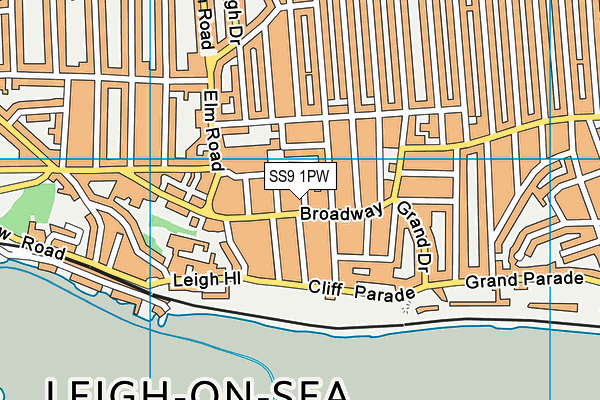 SS9 1PW map - OS VectorMap District (Ordnance Survey) SS9 1PW map - OS VectorMap District (Ordnance Survey)