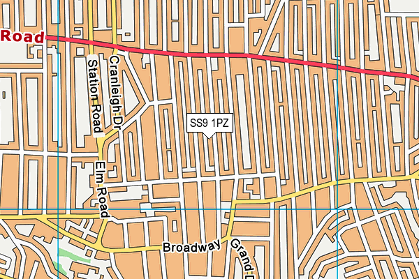 SS9 1PZ map - OS VectorMap District (Ordnance Survey) SS9 1PZ map - OS VectorMap District (Ordnance Survey)