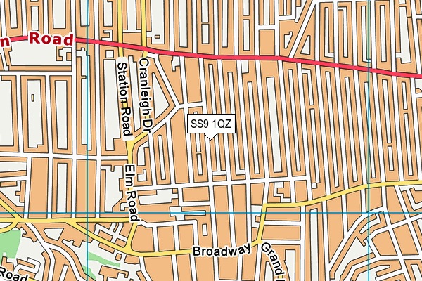 SS9 1QZ map - OS VectorMap District (Ordnance Survey) SS9 1QZ map - OS VectorMap District (Ordnance Survey)