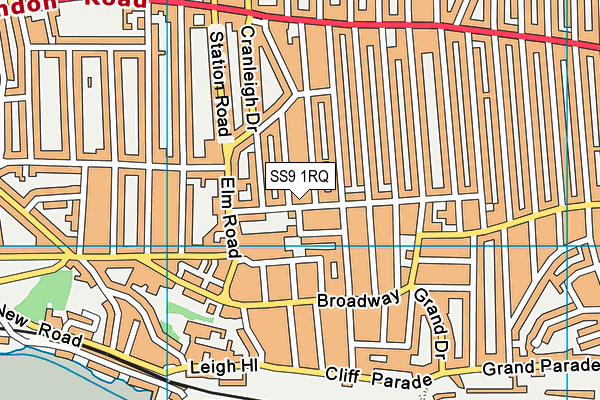 SS9 1RQ map - OS VectorMap District (Ordnance Survey) SS9 1RQ map - OS VectorMap District (Ordnance Survey)