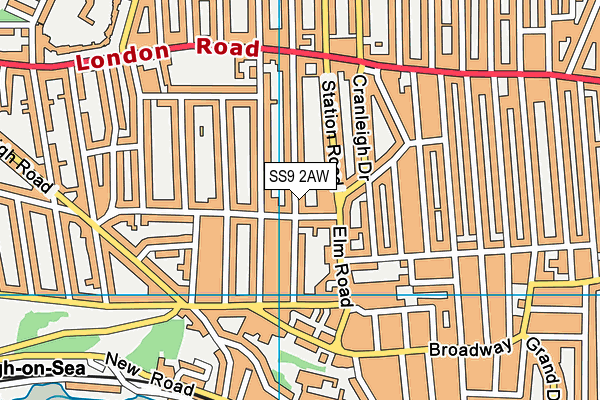 SS9 2AW map - OS VectorMap District (Ordnance Survey) SS9 2AW map - OS VectorMap District (Ordnance Survey)