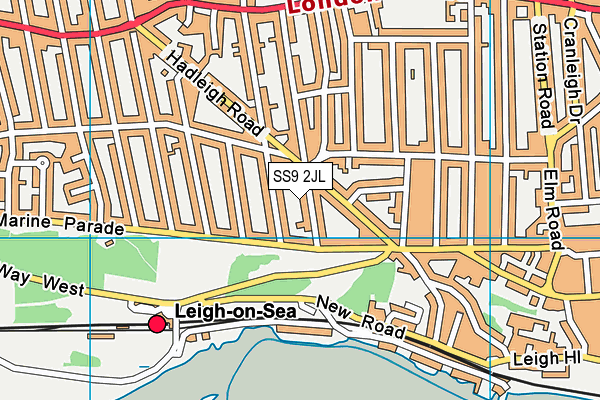 SS9 2JL map - OS VectorMap District (Ordnance Survey) SS9 2JL map - OS VectorMap District (Ordnance Survey)