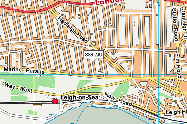 SS9 2JU map - OS VectorMap District (Ordnance Survey) SS9 2JU map - OS VectorMap District (Ordnance Survey)