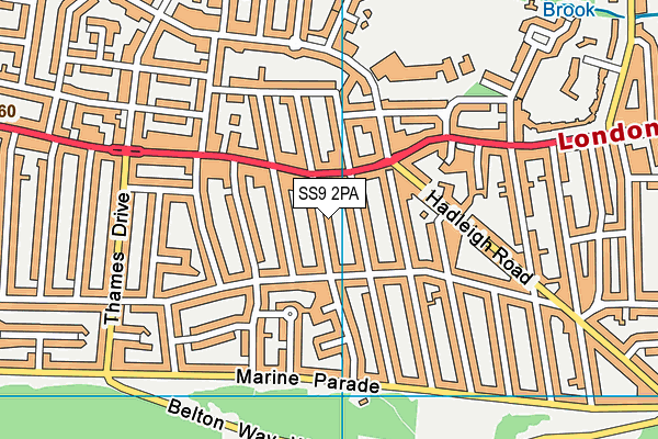 SS9 2PA map - OS VectorMap District (Ordnance Survey) SS9 2PA map - OS VectorMap District (Ordnance Survey)