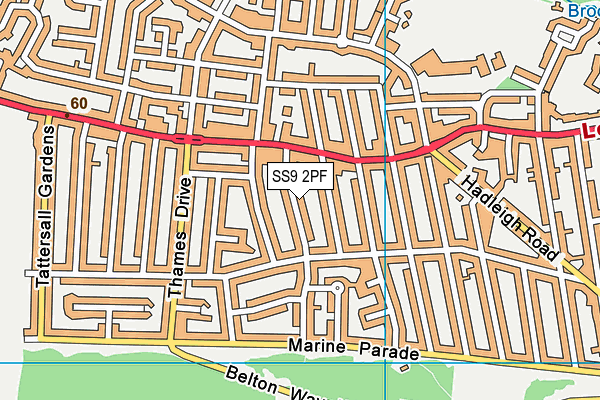 SS9 2PF map - OS VectorMap District (Ordnance Survey) SS9 2PF map - OS VectorMap District (Ordnance Survey)