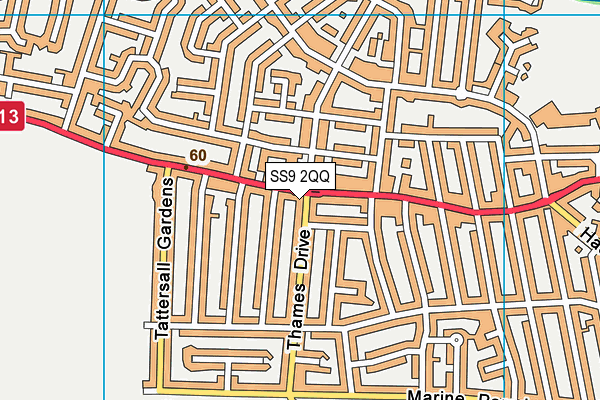 SS9 2QQ map - OS VectorMap District (Ordnance Survey) SS9 2QQ map - OS VectorMap District (Ordnance Survey)