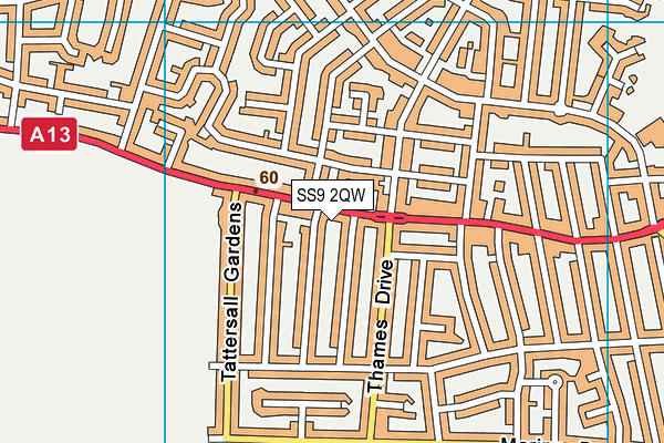 SS9 2QW map - OS VectorMap District (Ordnance Survey) SS9 2QW map - OS VectorMap District (Ordnance Survey)