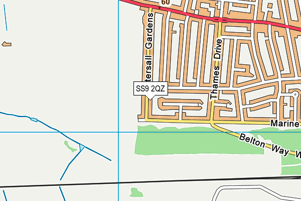 SS9 2QZ map - OS VectorMap District (Ordnance Survey) SS9 2QZ map - OS VectorMap District (Ordnance Survey)