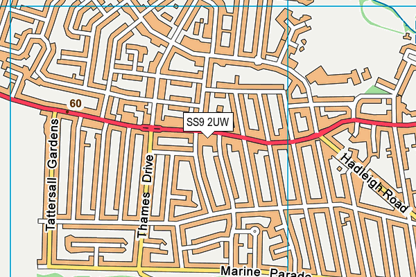 SS9 2UW map - OS VectorMap District (Ordnance Survey) SS9 2UW map - OS VectorMap District (Ordnance Survey)