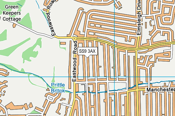 SS9 3AX map - OS VectorMap District (Ordnance Survey) SS9 3AX map - OS VectorMap District (Ordnance Survey)