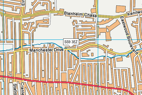 SS9 3EZ map - OS VectorMap District (Ordnance Survey) SS9 3EZ map - OS VectorMap District (Ordnance Survey)