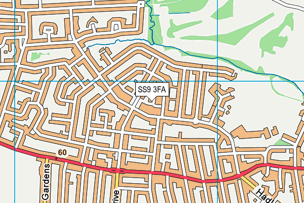 SS9 3FA map - OS VectorMap District (Ordnance Survey) SS9 3FA map - OS VectorMap District (Ordnance Survey)