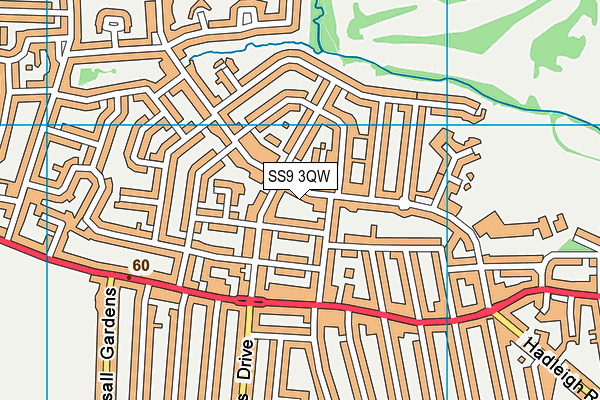 SS9 3QW map - OS VectorMap District (Ordnance Survey) SS9 3QW map - OS VectorMap District (Ordnance Survey)