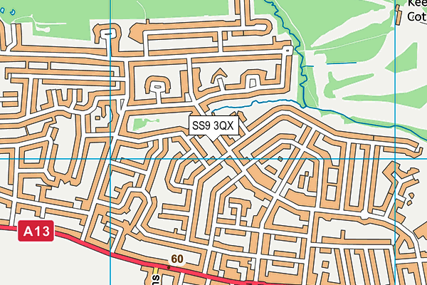 SS9 3QX map - OS VectorMap District (Ordnance Survey) SS9 3QX map - OS VectorMap District (Ordnance Survey)