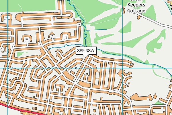SS9 3SW map - OS VectorMap District (Ordnance Survey) SS9 3SW map - OS VectorMap District (Ordnance Survey)