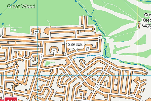 SS9 3UE map - OS VectorMap District (Ordnance Survey) SS9 3UE map - OS VectorMap District (Ordnance Survey)