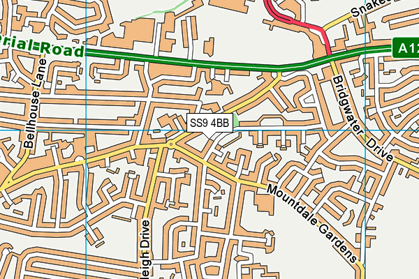 SS9 4BB map - OS VectorMap District (Ordnance Survey) SS9 4BB map - OS VectorMap District (Ordnance Survey)