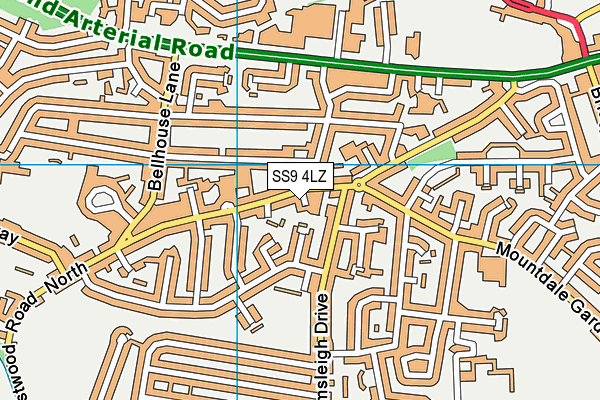 SS9 4LZ map - OS VectorMap District (Ordnance Survey) SS9 4LZ map - OS VectorMap District (Ordnance Survey)