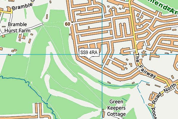 SS9 4RA map - OS VectorMap District (Ordnance Survey) SS9 4RA map - OS VectorMap District (Ordnance Survey)