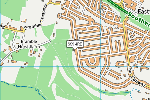SS9 4RE map - OS VectorMap District (Ordnance Survey) SS9 4RE map - OS VectorMap District (Ordnance Survey)