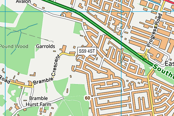 SS9 4ST map - OS VectorMap District (Ordnance Survey) SS9 4ST map - OS VectorMap District (Ordnance Survey)