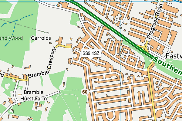 SS9 4SZ map - OS VectorMap District (Ordnance Survey) SS9 4SZ map - OS VectorMap District (Ordnance Survey)