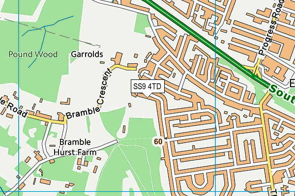 SS9 4TD map - OS VectorMap District (Ordnance Survey)