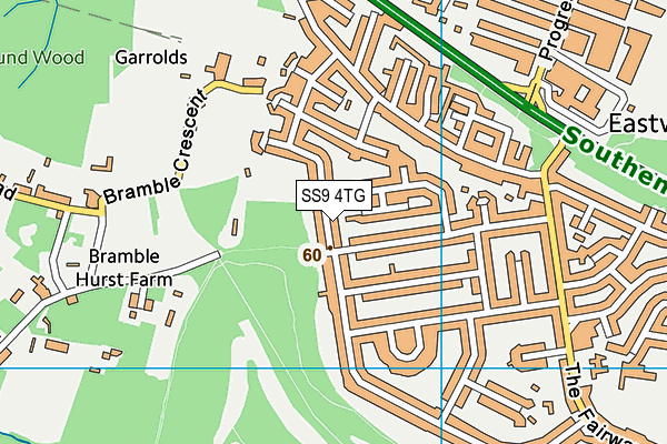 SS9 4TG map - OS VectorMap District (Ordnance Survey) SS9 4TG map - OS VectorMap District (Ordnance Survey)