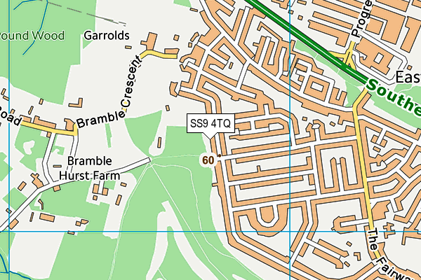 SS9 4TQ map - OS VectorMap District (Ordnance Survey) SS9 4TQ map - OS VectorMap District (Ordnance Survey)