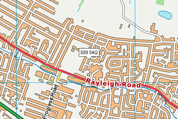 SS9 5AQ map - OS VectorMap District (Ordnance Survey) SS9 5AQ map - OS VectorMap District (Ordnance Survey)