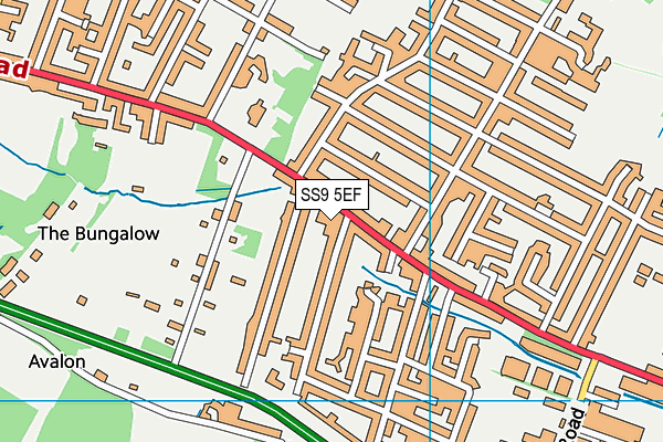 SS9 5EF map - OS VectorMap District (Ordnance Survey) SS9 5EF map - OS VectorMap District (Ordnance Survey)