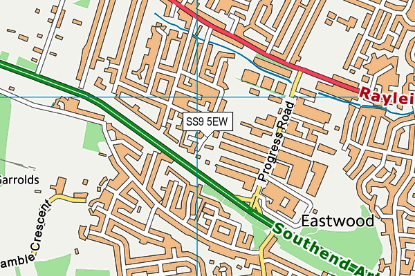 SS9 5EW map - OS VectorMap District (Ordnance Survey) SS9 5EW map - OS VectorMap District (Ordnance Survey)