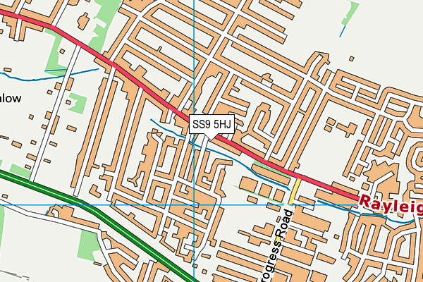 SS9 5HJ map - OS VectorMap District (Ordnance Survey) SS9 5HJ map - OS VectorMap District (Ordnance Survey)