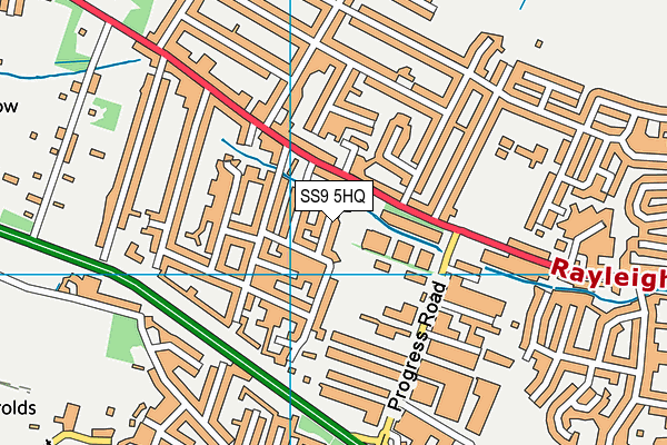 SS9 5HQ map - OS VectorMap District (Ordnance Survey) SS9 5HQ map - OS VectorMap District (Ordnance Survey)